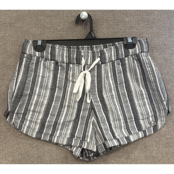 Roxy Pants - Roxy Cotton Beach Shorts Womens Medium Black White Striped Boho Pockets EUC